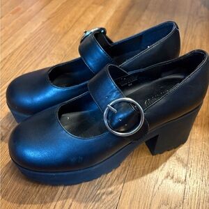 Dolls Kill Black Platform Mary Jane Shoes with Chunky Heel